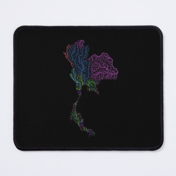 Item preview, Thailand River Basin Map in Rainbow Colours with Black Background designed and sold by GrasshopperGeo.