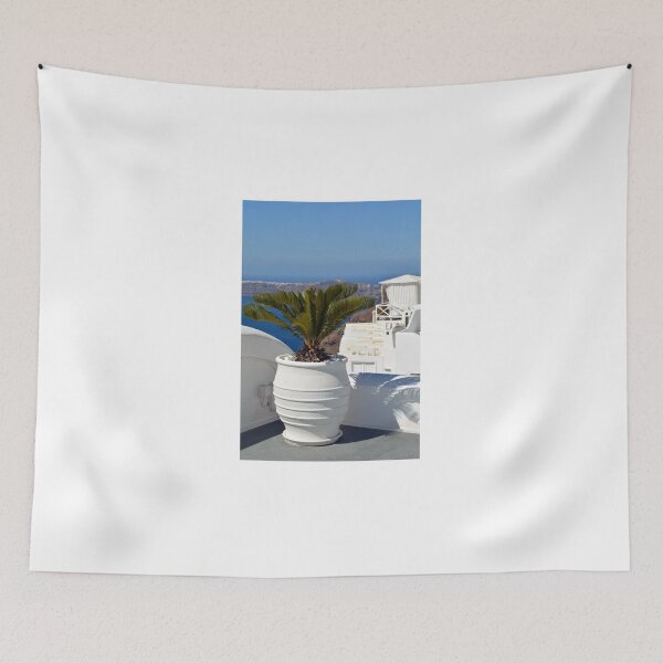 Item preview, White amphora with plant in Santorini, Greece designed and sold by oanaunciuleanu.