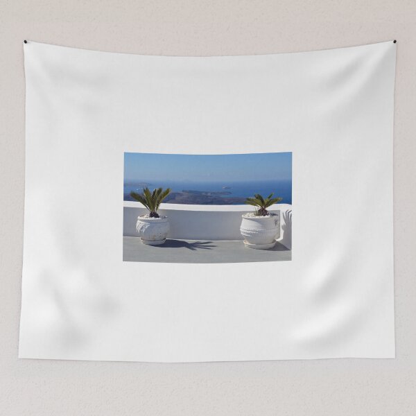 Item preview, White amphoras with plants in Santorini, Greece designed and sold by oanaunciuleanu.