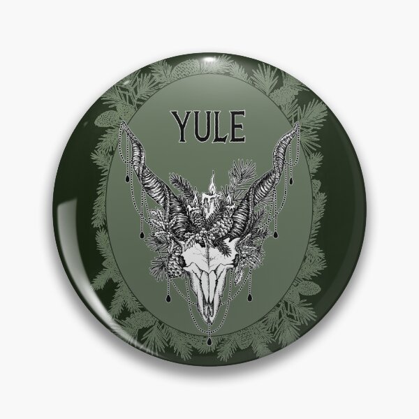 Item preview, Yule goat skull pagan holiday illustration designed and sold by RedFinchDesigns.