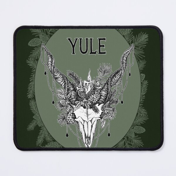 Item preview, Yule goat skull pagan holiday illustration designed and sold by RedFinchDesigns.