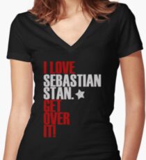 I love Sebastian Stan get over it Women's Fitted V-Neck T-Shirt