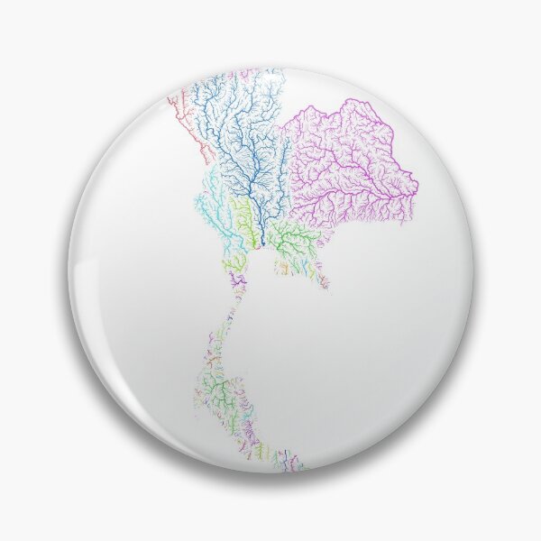 Item preview, Thailand River Basin Map in Rainbow Colours with White Background designed and sold by GrasshopperGeo.