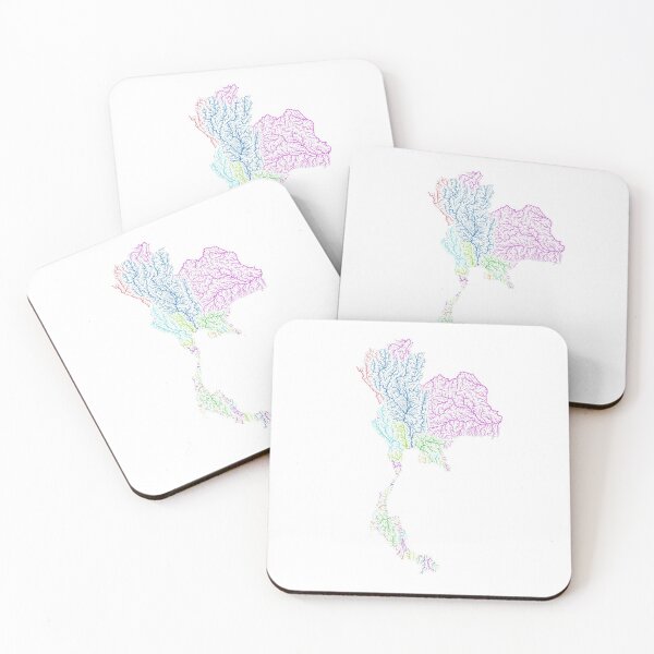 Item preview, Thailand River Basin Map in Rainbow Colours with White Background designed and sold by GrasshopperGeo.