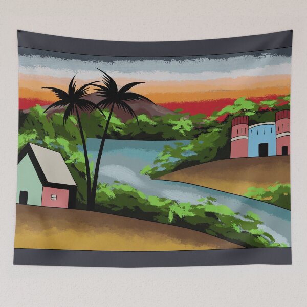 Item preview, Beautiful Digitally Drawn Landscape of Cute Houses and River  designed and sold by SemDesigns1.