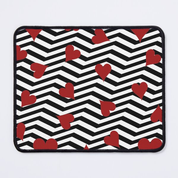 Modern Chevron Red Hearts Line Pattern - Heart Pattern - 3D Mouse Pad