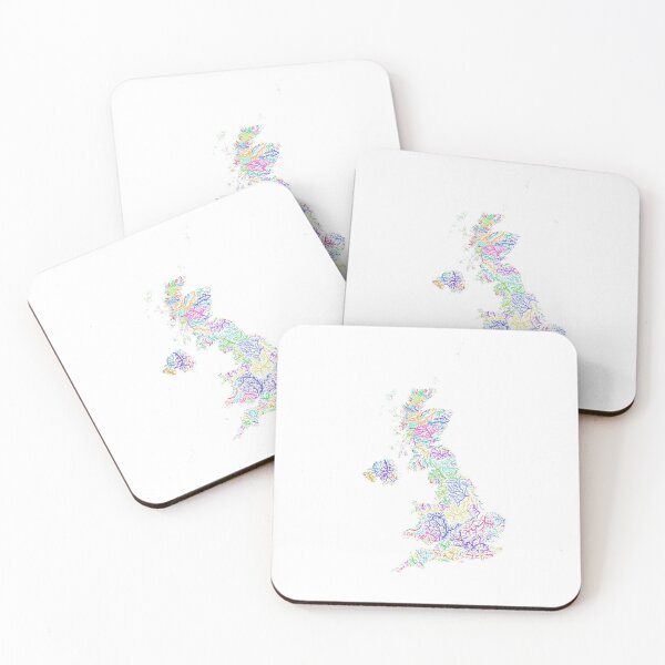 Item preview, United Kingdom River Basin Map in Rainbow Colours with White Background designed and sold by GrasshopperGeo.