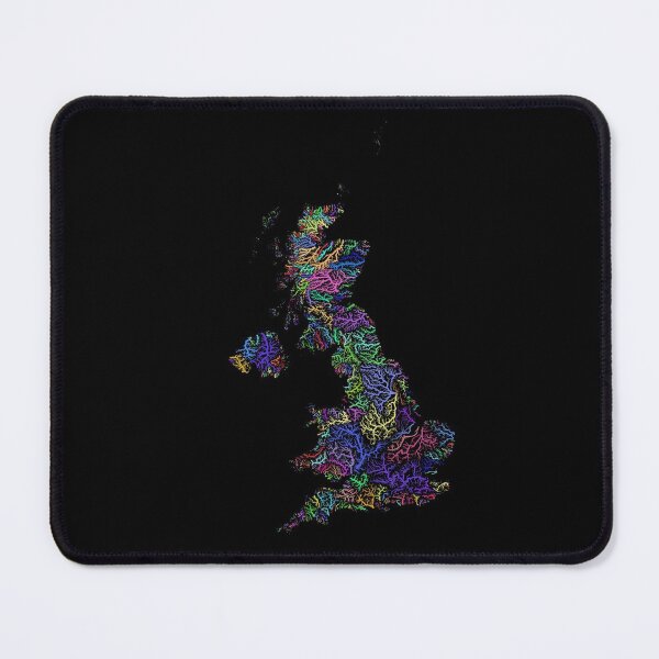 Item preview, United Kingdom River Basin Map in Rainbow Colours with Black Background designed and sold by GrasshopperGeo.