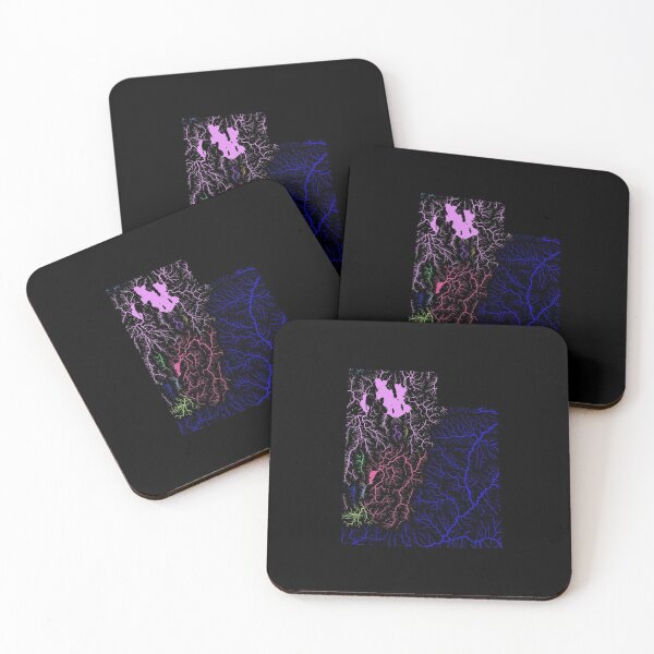 Item preview, Utah River Basin Map in Rainbow Colours with Black Background designed and sold by GrasshopperGeo.
