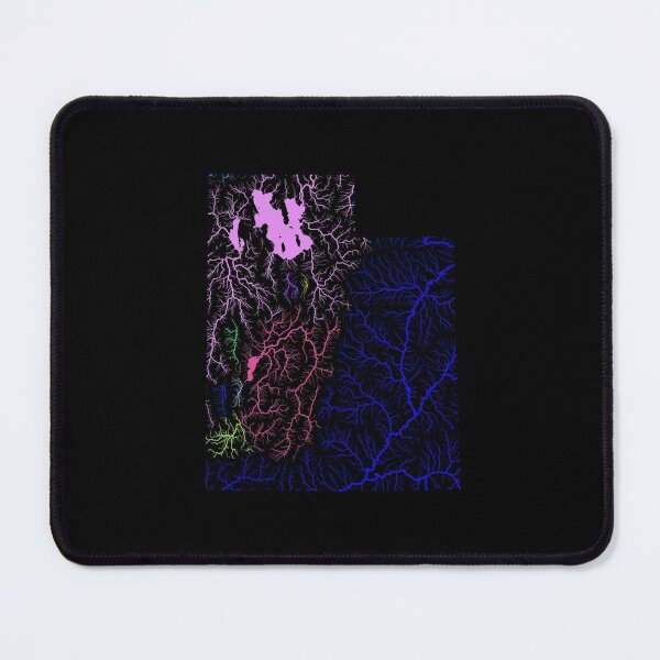 Item preview, Utah River Basin Map in Rainbow Colours with Black Background designed and sold by GrasshopperGeo.