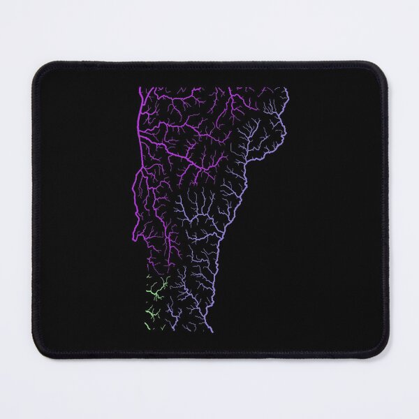 Item preview, Vermont River Basin Map in Rainbow Colours with Black Background designed and sold by GrasshopperGeo.