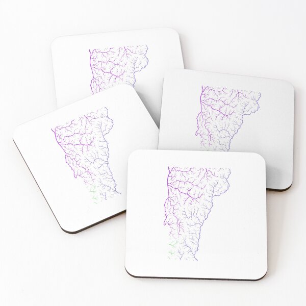 Item preview, Vermont River Basin Map in Rainbow Colours with White Background designed and sold by GrasshopperGeo.