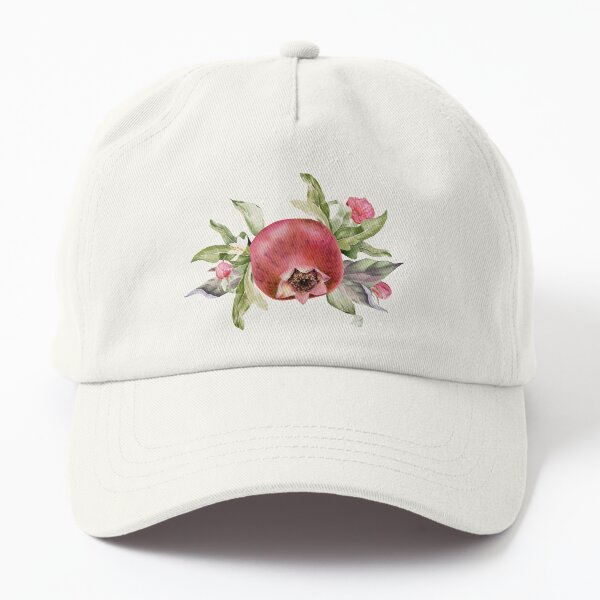 Red Pomegranate Watercolor Art Dad Hat