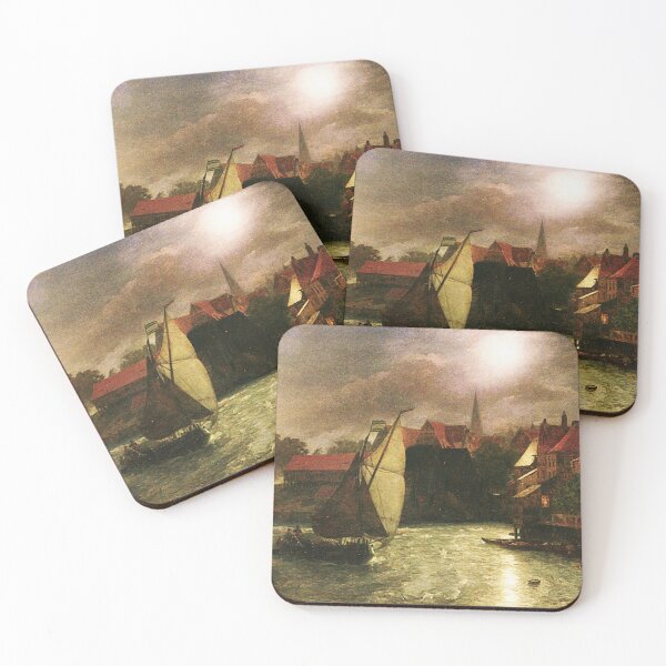 Item preview,  Boats on a Canal Moonlight - Andreas Achenbach designed and sold by Vintage Designs +.