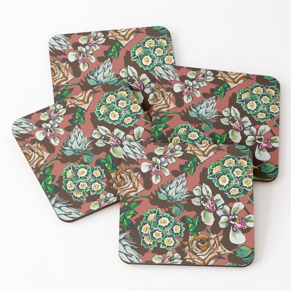 Item preview, Jardín de Primula verde en tonos terracota designed and sold by ariellemorris.