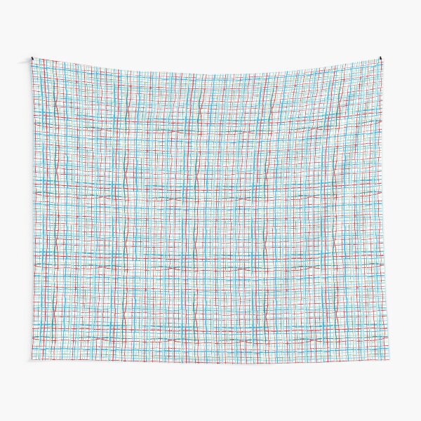 Funky Squiggly Line Plaid Tapestry