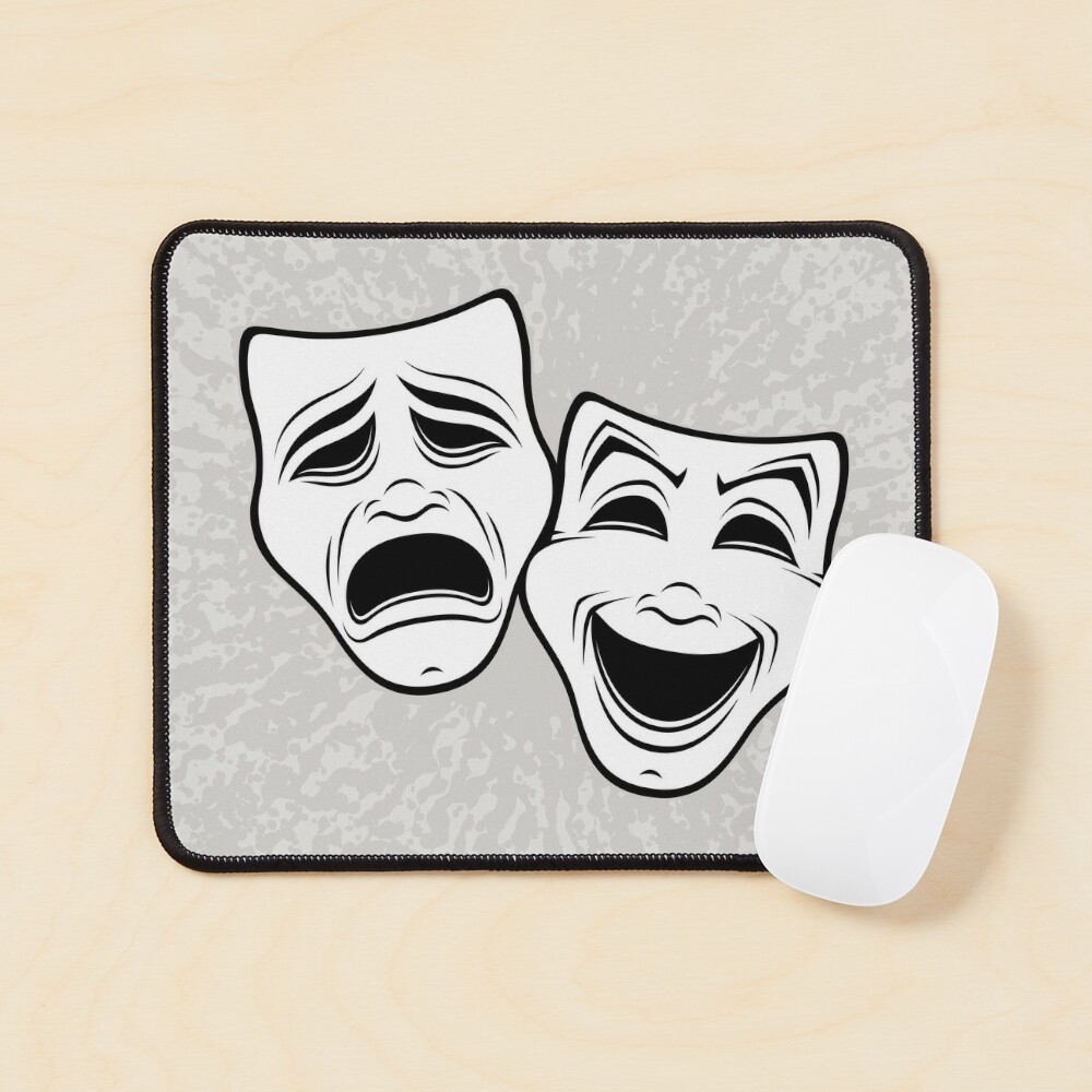 Comedy And Tragedy Theater Masks Black Line Poster for Sale by