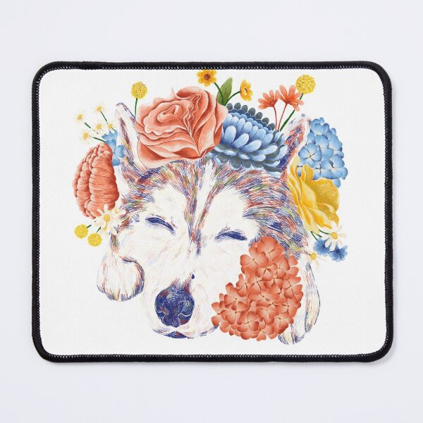 Item preview, Colored Pencil Husky Dog Flower Crown designed and sold by inkohitpsd.