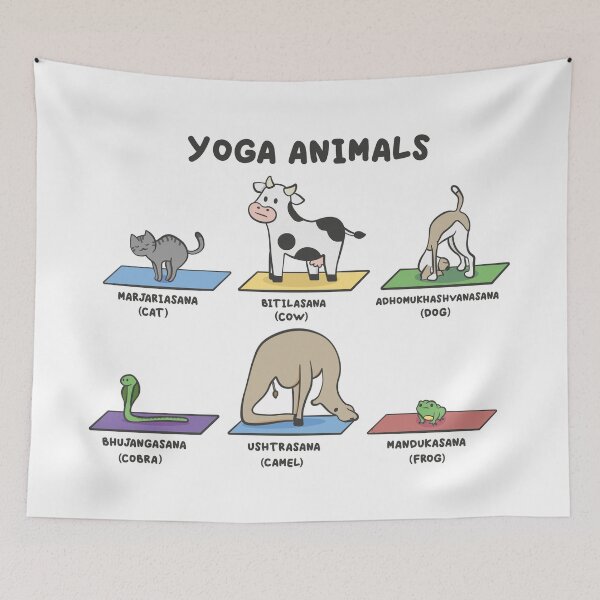 Item preview, Cute funny yoga animals. Yoga, meditation, cat, cow, dog, frog. designed and sold by AllkindofShirts.