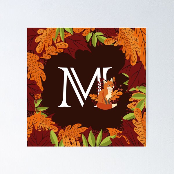 Aperçu de l'œuvre Lettre M Initiale Monogramme Automne Automne Renard créée et vendue par Maria Garcia.