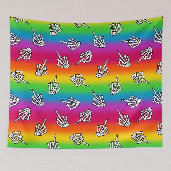 Item preview, Rainbow Skeleton Hand Middle Finger  designed and sold by Grimble Scribbs.