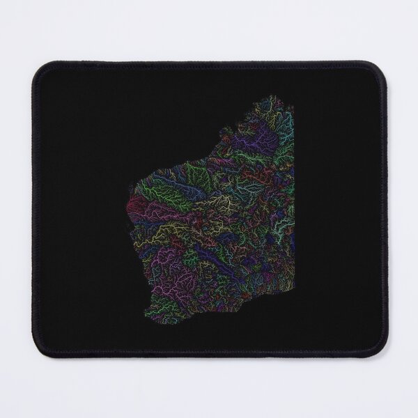Item preview, Western Australia River Basin Map in Rainbow Colours with Black Background designed and sold by GrasshopperGeo.