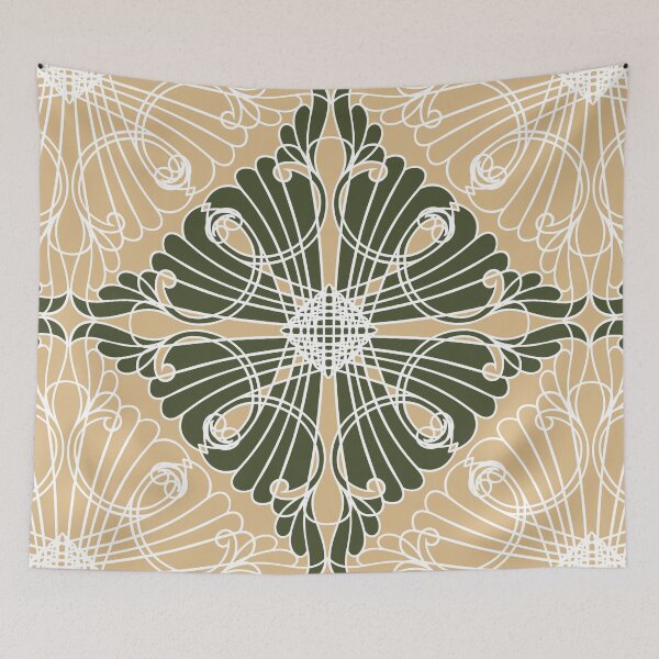 Artikelvorschau, Elegant, ornamental pattern, diamond shape, olive green, beige, white entworfen und verkauft von Svitac.