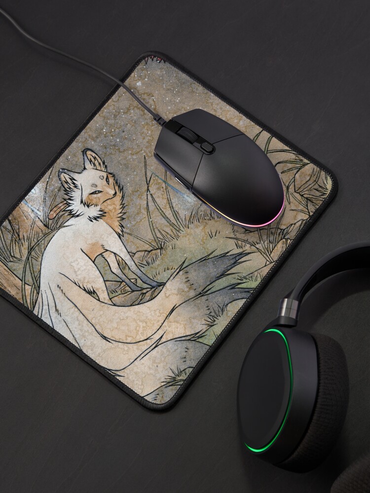 Alternate view of Fox & Wisps - TeaKitsune Fox Yokai Mouse Pad