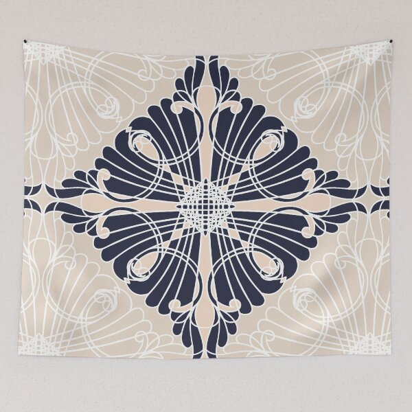 Artikelvorschau, Elegant, ornamental pattern, diamond shape, navy blue, beige, white entworfen und verkauft von Svitac.