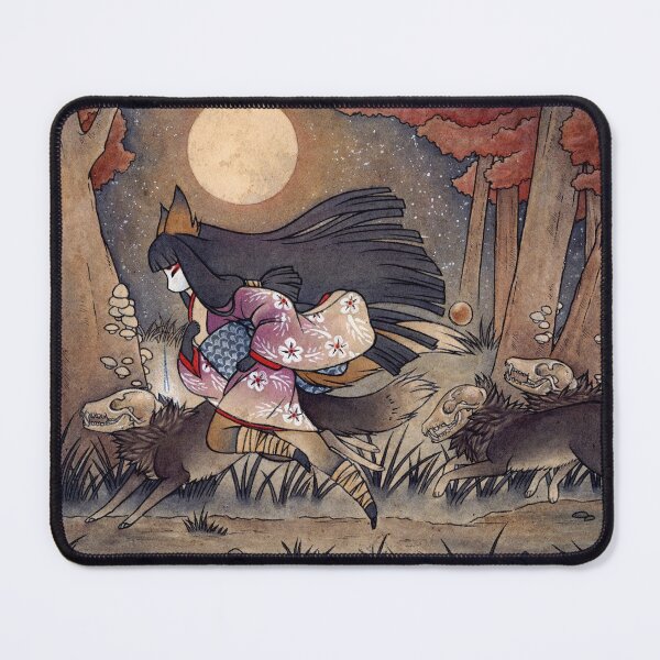 Running With Monsters - TeaKitsune Fox Yokai  Mouse Pad