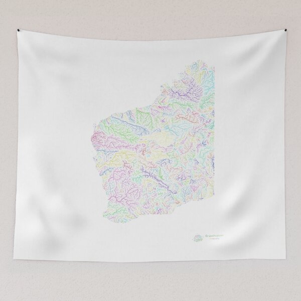 Item preview, Western Australia River Basin Map in Rainbow Colours with White Background designed and sold by GrasshopperGeo.