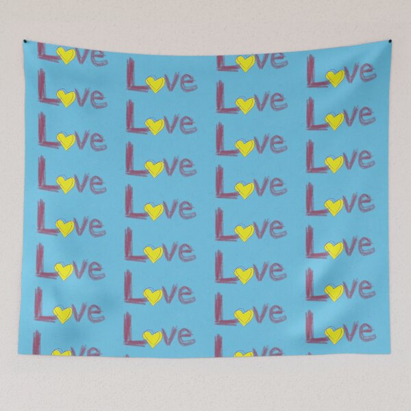 Item preview, Love yellow heart, sky blue background  designed and sold by gratogratto.