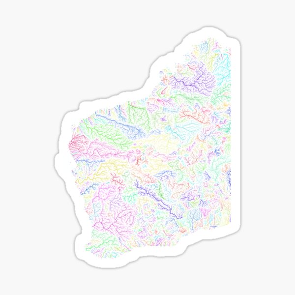 Item preview, Western Australia River Basin Map in Rainbow Colours with White Background designed and sold by GrasshopperGeo.