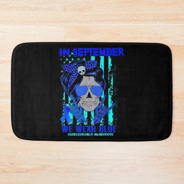 Item preview, In September we wear blue American flag skull hydrocephalus awareness- hydrocephalus awareness month  designed and sold by Designs Of all kinds.