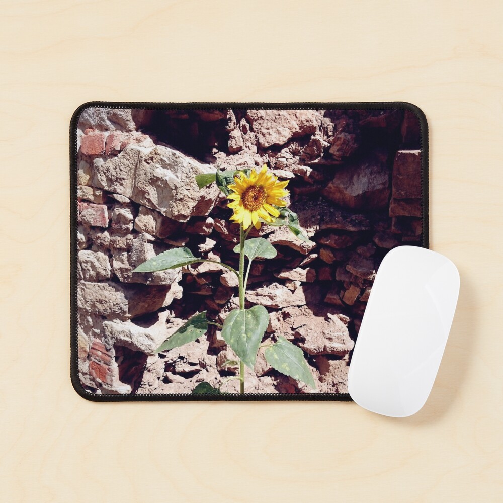 Sonnenblume vor Burg-Mauer Mauspad