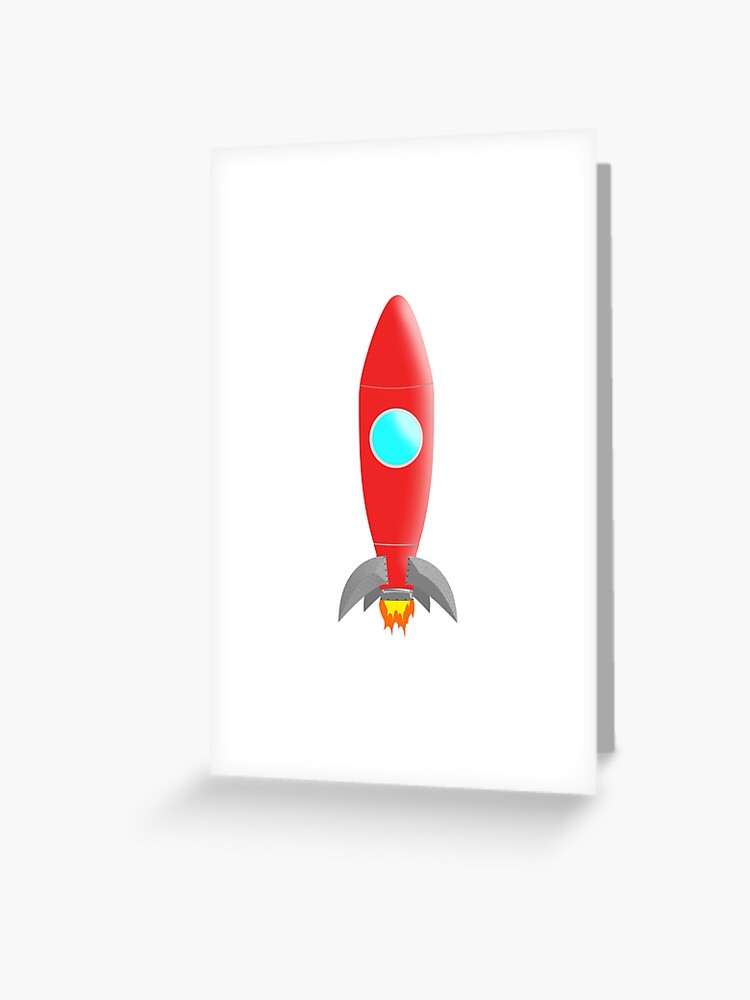 Rocket Ship Cartoon Greeting Card By Fosodesigns Redbubble