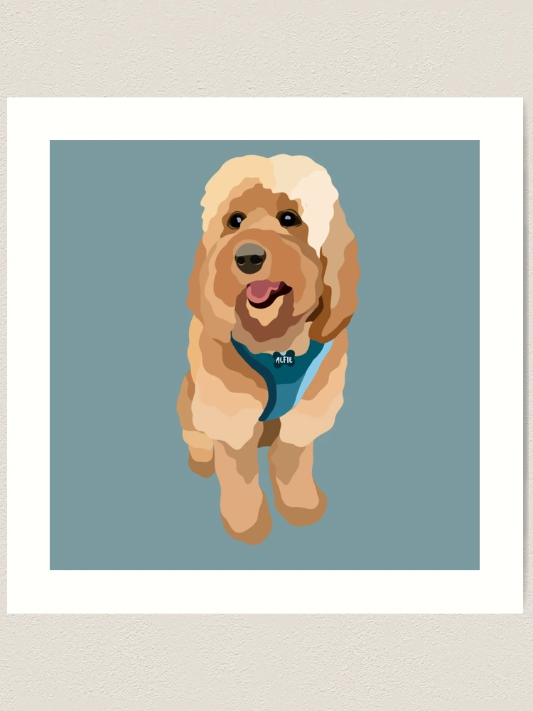 Golden Doodle dog breed must have dog art pet portrait animal fur baby  illustration florals dog gift Art Print by PetFriendly