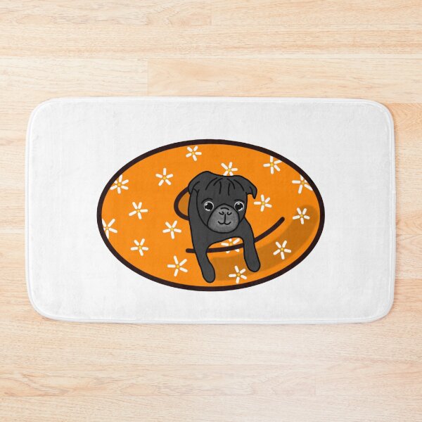 Item preview, Black Pug in Orange Inner Tube designed and sold by LeasPugGrumble.
