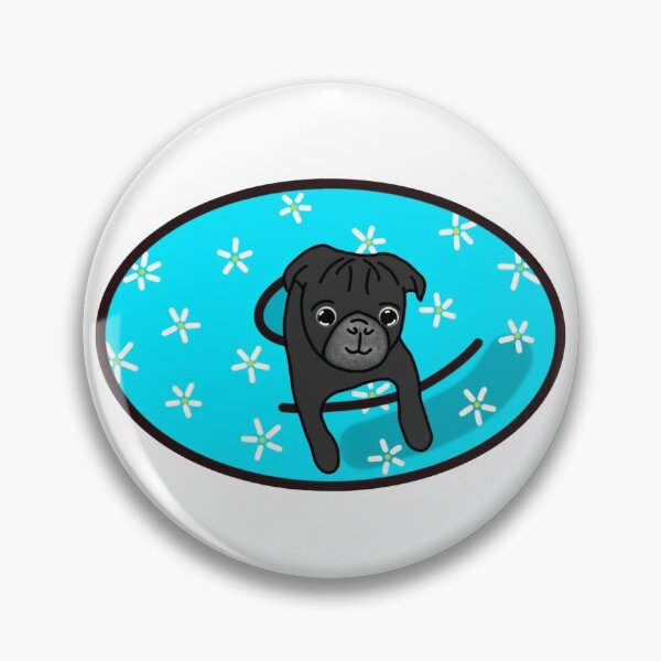 Item preview, Black Pug in Blue Inner Tube designed and sold by LeasPugGrumble.
