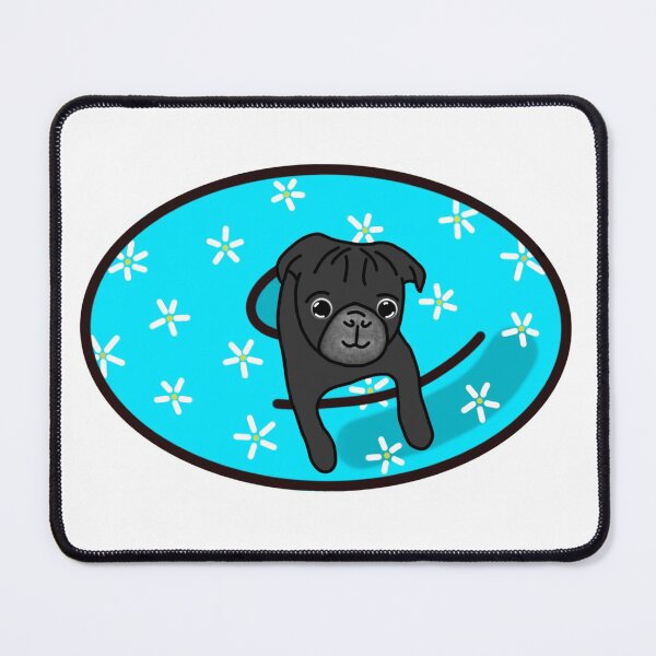 Item preview, Black Pug in Blue Inner Tube designed and sold by LeasPugGrumble.