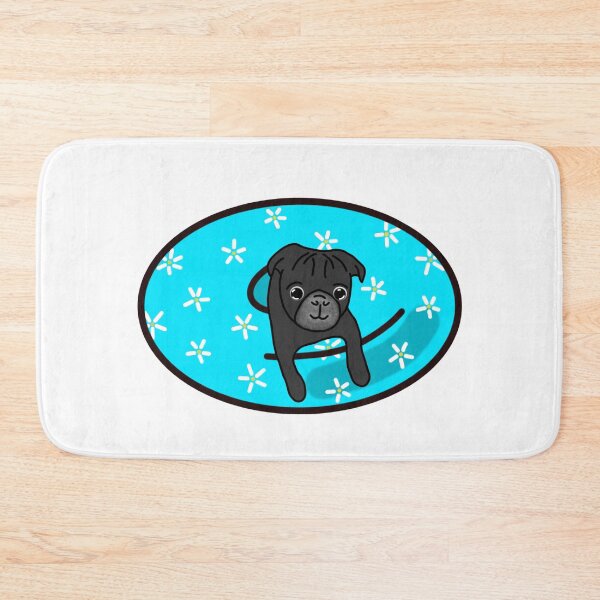 Item preview, Black Pug in Blue Inner Tube designed and sold by LeasPugGrumble.