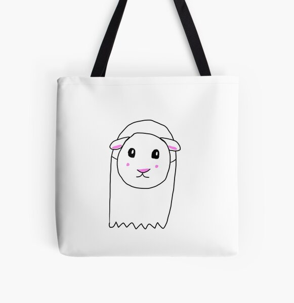a ghost wearing a halloween sheep mask All Over Print Tote Bag