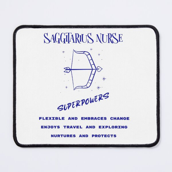 Item preview, Saggittarius The Archer Zodiac Sign Nurse Superpowers Blue Digital Drawing and Text designed and sold by PrintHatcher.