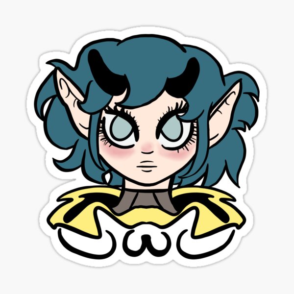 Cool illustration of girl with horns Sticker