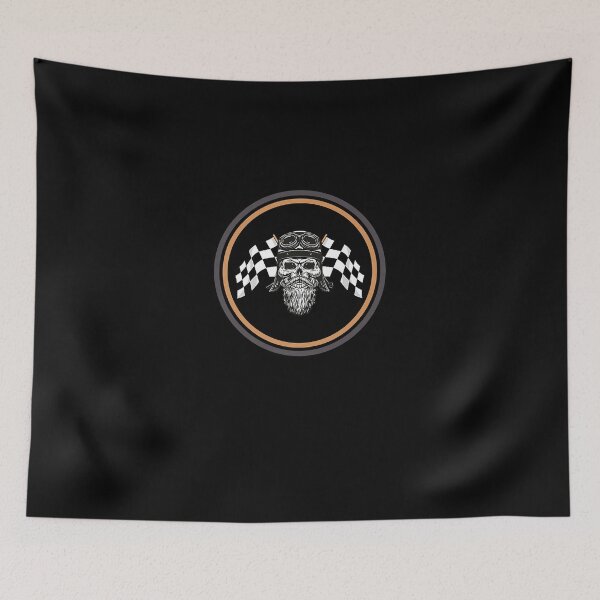 Item preview, Beared Skull And Raceflags Premium designed and sold by SkullShopNYC.