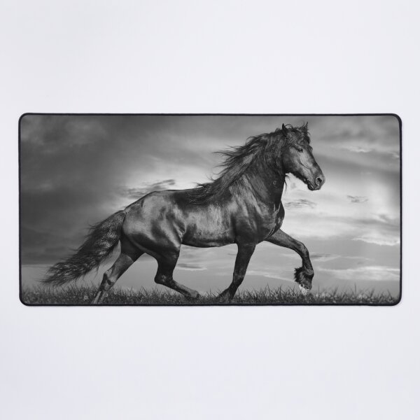 Item preview, Black Friesian Stallion Prancing Through Field designed and sold by StampCity.