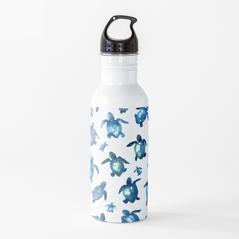 Baby Sea Turtles - watercolor blues Water Bottle