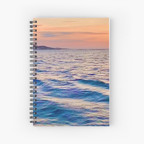 Sunset with Ocean Waves Hitting The Beach Spiral Notebook