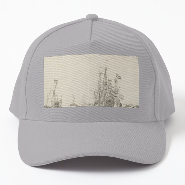 Dutch Ships near the Coast Oil Painting by Willem van de Velde the Elder Baseball Cap