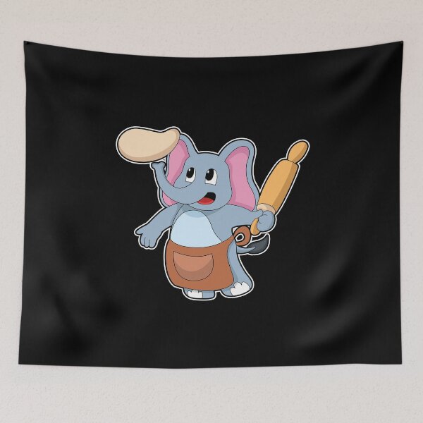 Item preview, Elephant as Cook with Rolling pin & Dough designed and sold by Snabdesign84.